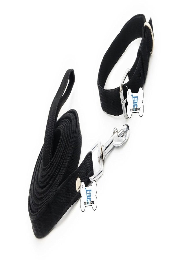 The DDS Store® Pet Dog Belt Combo of Black Dog Collar & Leash Specially for Medium Breeds Dog Collar & Leash (Neck Girth = 32.5-43 cm, Width = 0.75 inch)(Medium, Black) - Image 1